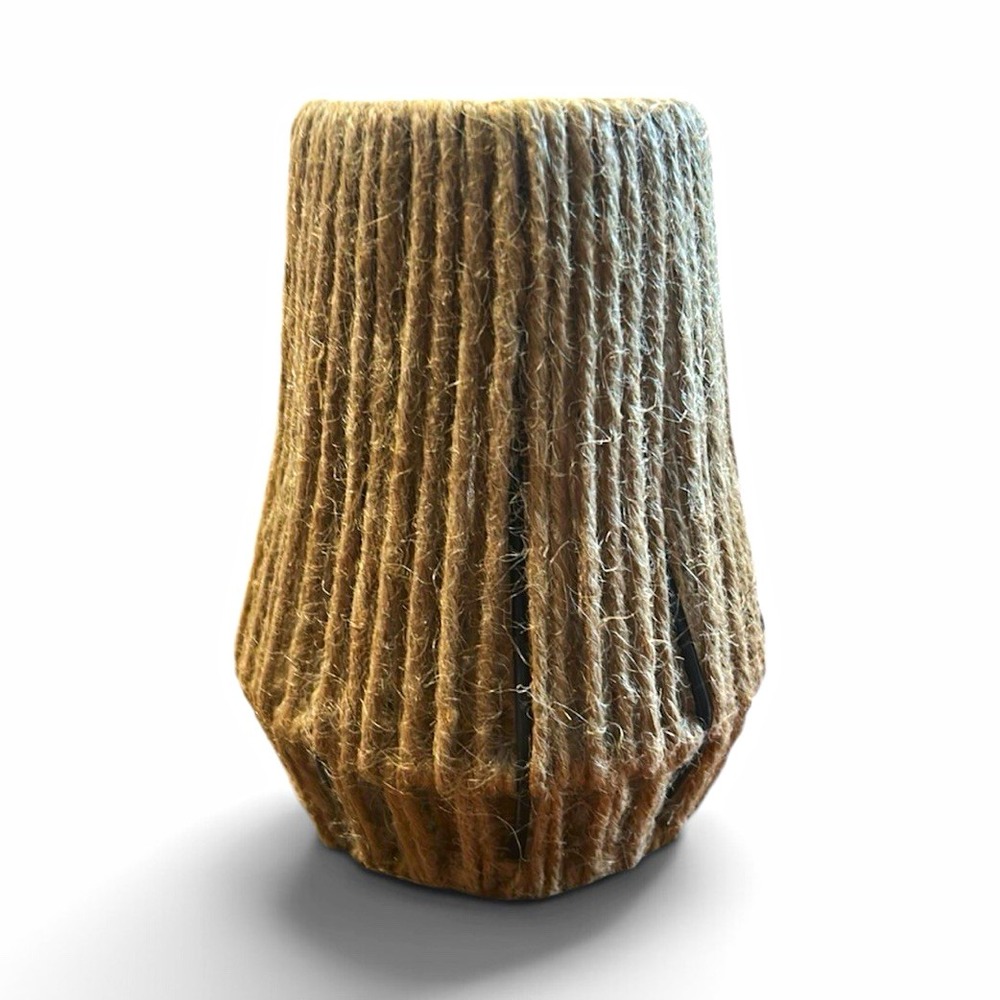 Set of 3 Jute/Metal Pendant Lamp Shades Brown Barrel
